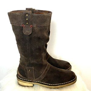 Clarks Originals Soho Houston Moto Boots Chocolate Brown Suede Size 6M